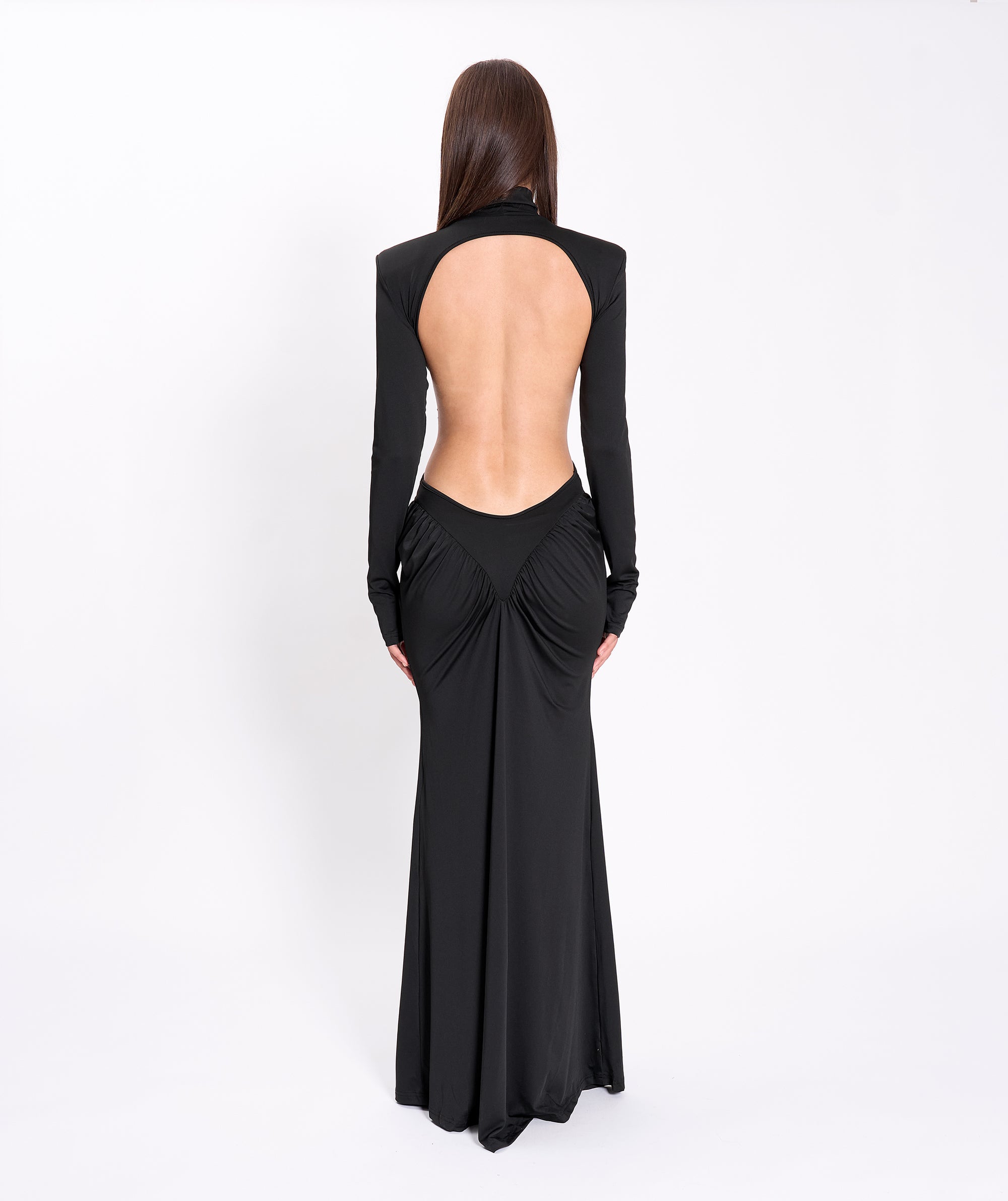 Black jersey draped dress