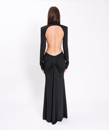 Black jersey draped dress