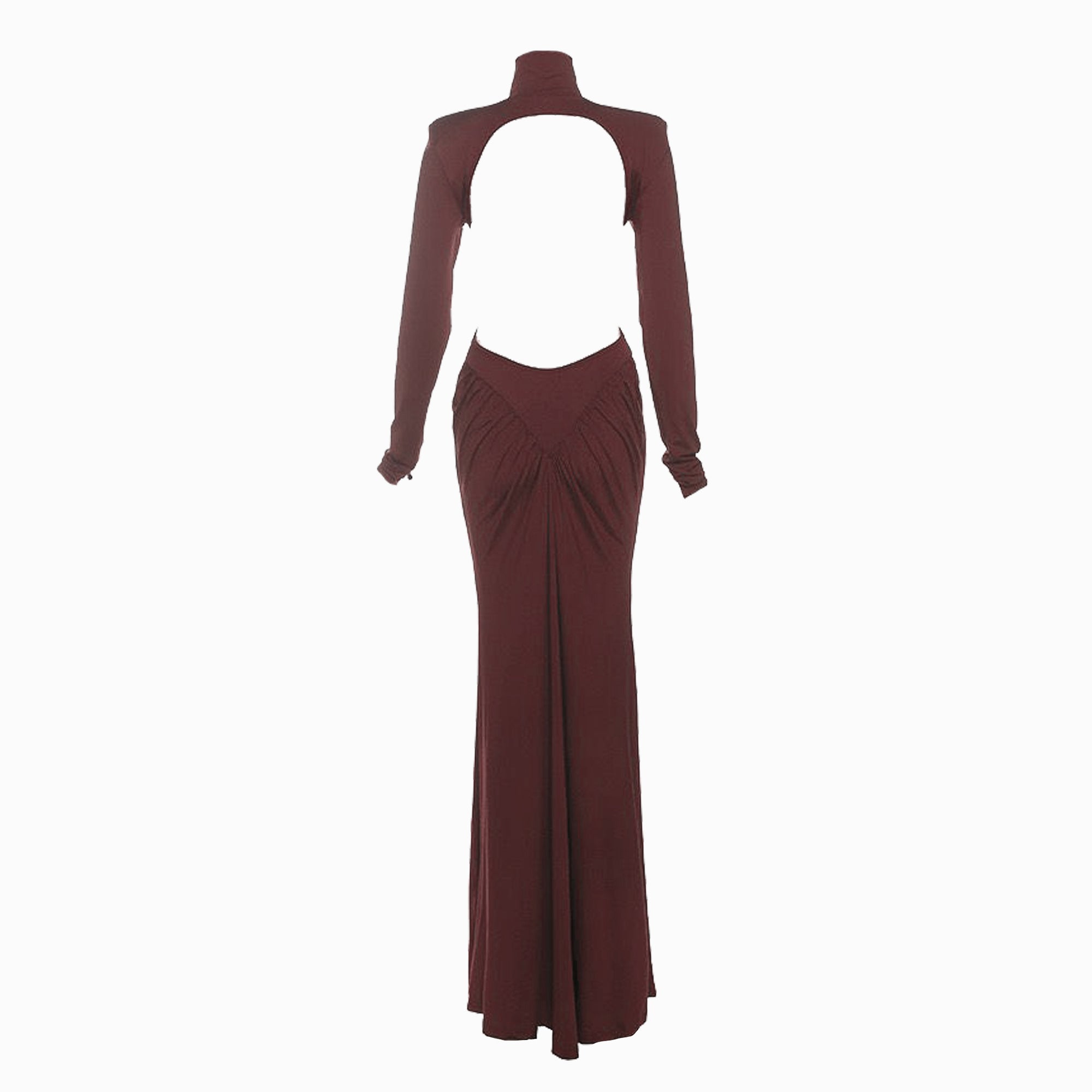 Brown jersey draped dress