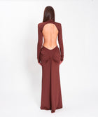 Brown jersey draped dress