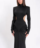 Black jersey draped dress