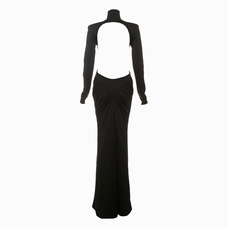 Black jersey draped dress