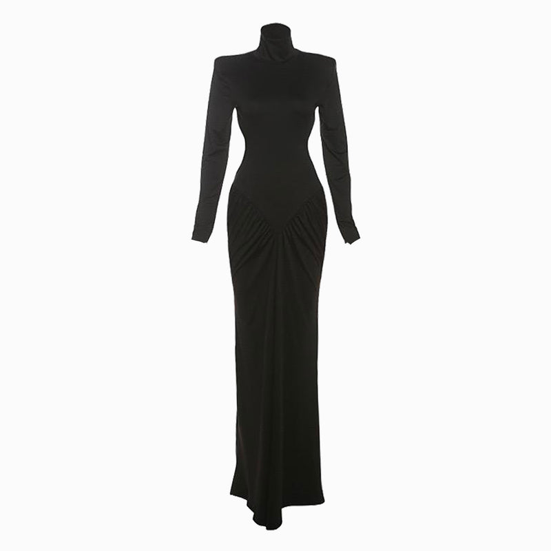 Black jersey draped dress