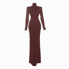 Brown jersey draped dress