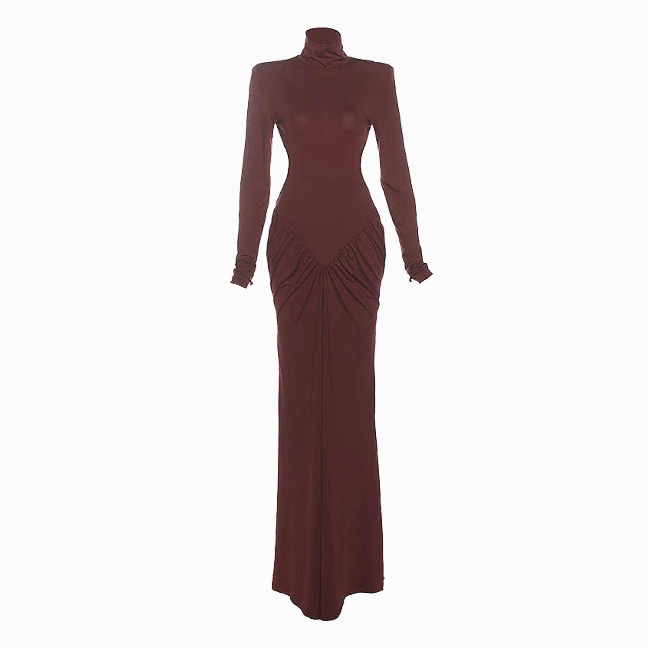 Brown jersey draped dress