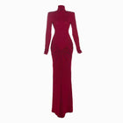 Burgundy jersey draped dress