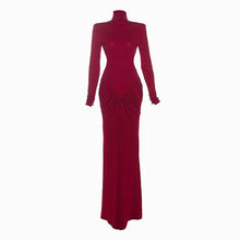 Burgundy jersey draped dress
