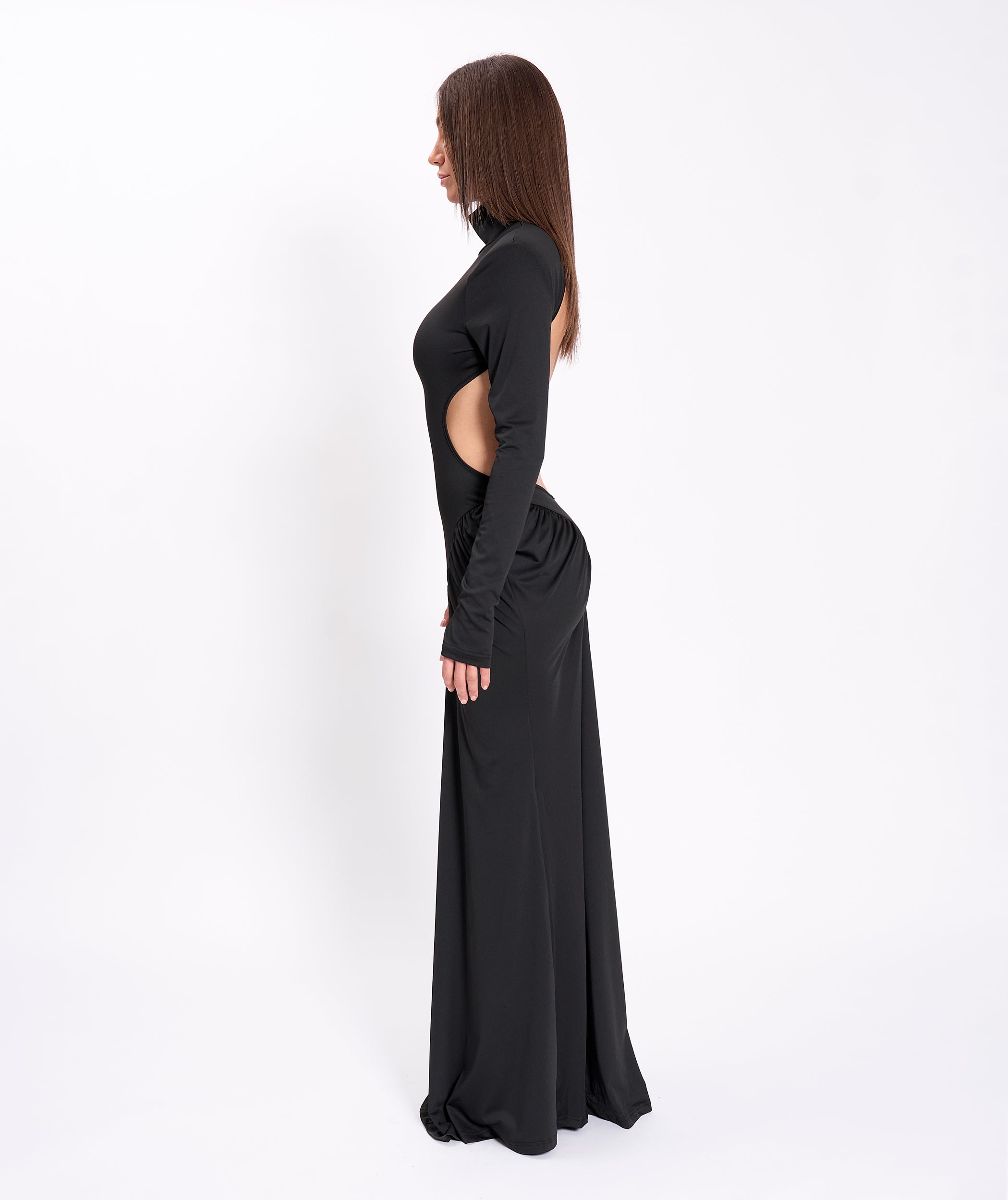Black jersey draped dress