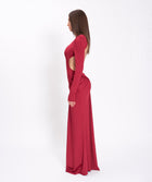 Burgundy jersey draped dress