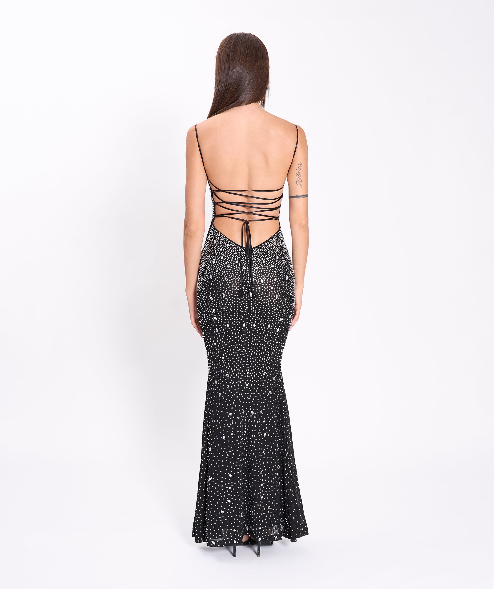 Black crystals strings dress