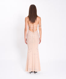 Nude crystals strings dress