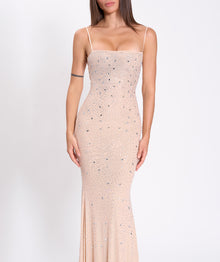 Nude crystals strings dress