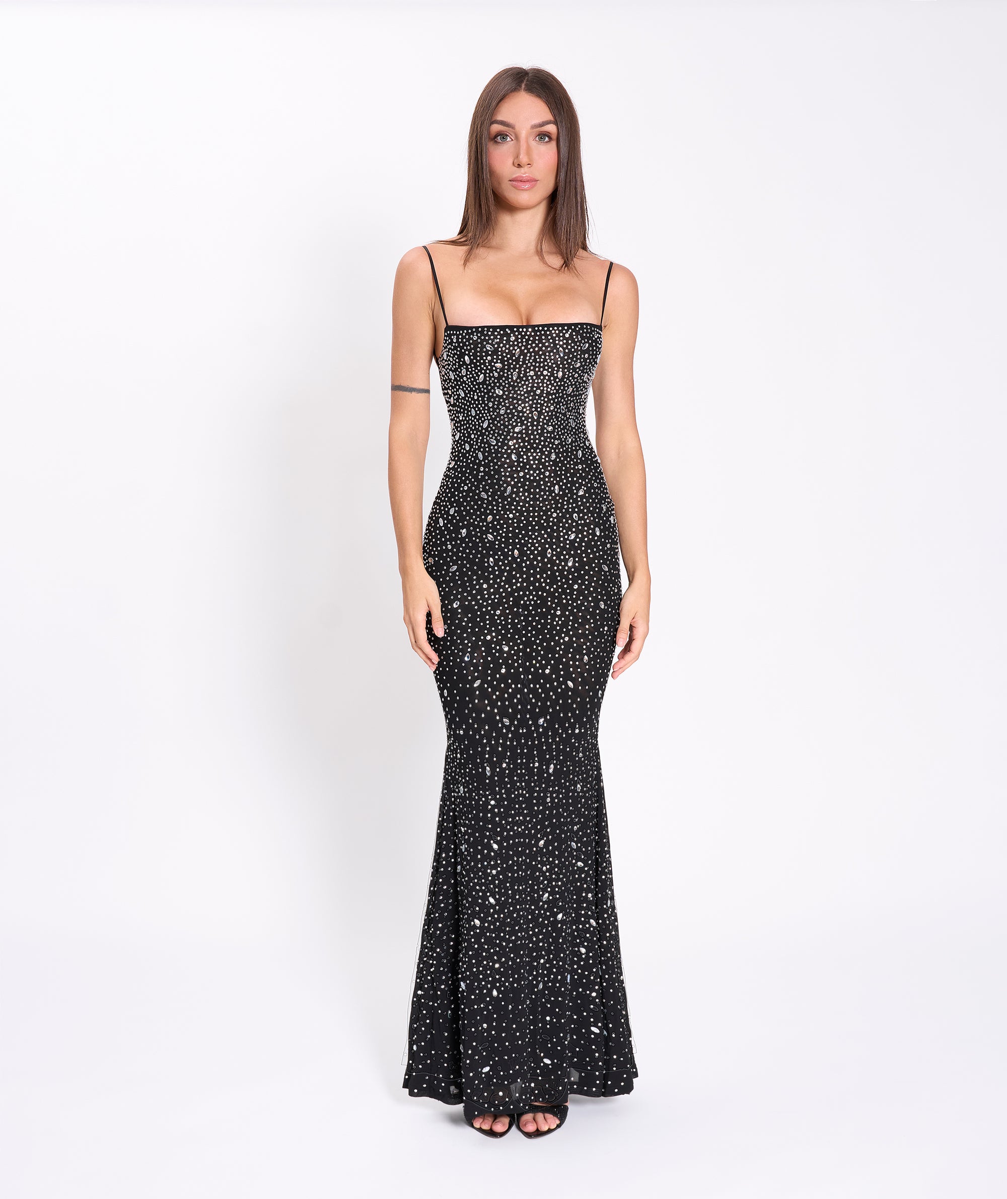 Black crystals strings dress