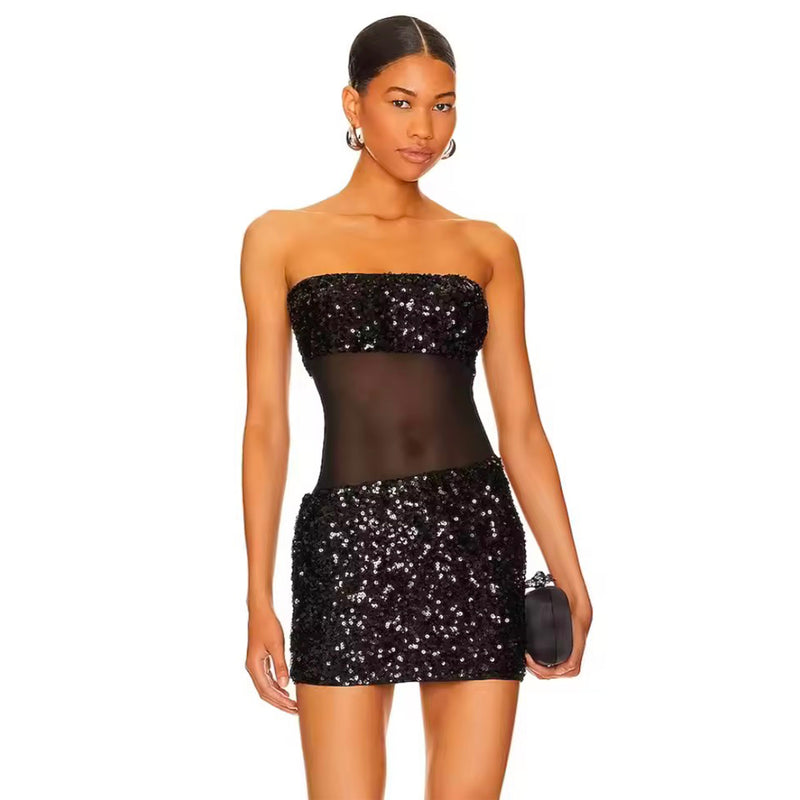 Black sequins mini dress