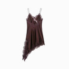 Chocolate silk satin slip mini dress