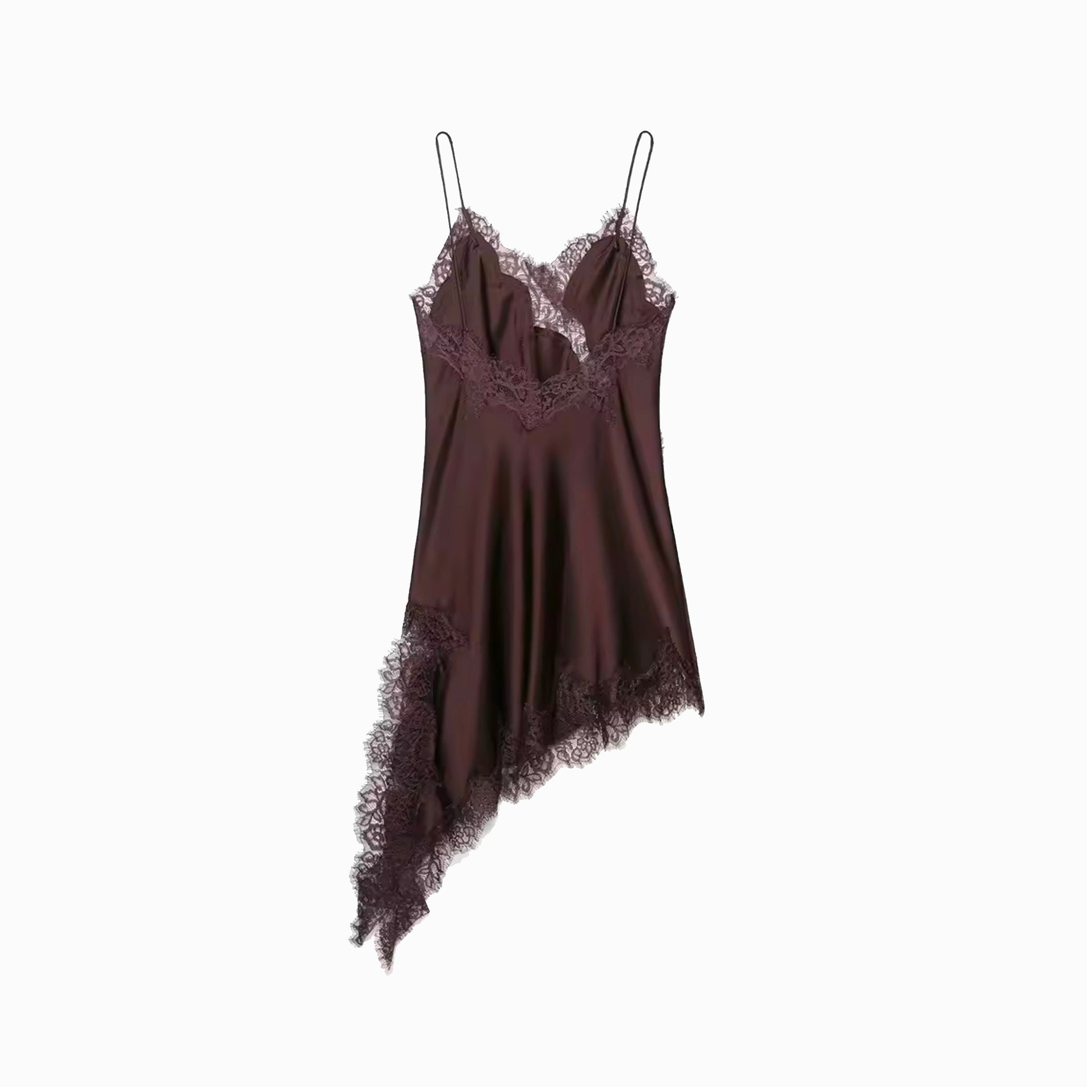 Chocolate silk satin slip mini dress