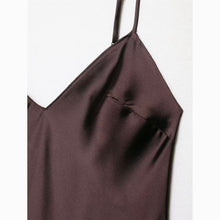 Chocolate silk satin slip mini dress