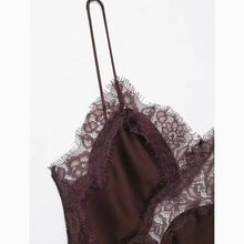 Chocolate silk satin slip mini dress