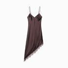 Chocolate silk satin slip mini dress