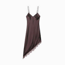 Chocolate silk satin slip mini dress