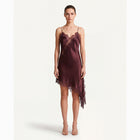 Mini abito lingerie marrone in pizzo e raso