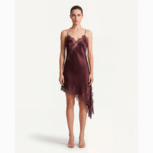 Mini abito lingerie marrone in pizzo e raso