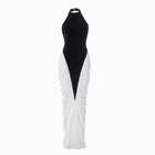 Black and white halter neck dress