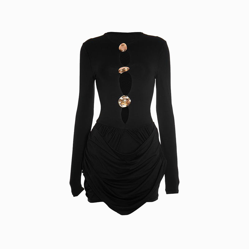Black jewels jersey mini dress