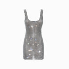 Silver squares crystals mini dress