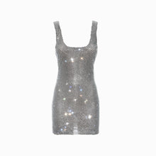 Silver squares crystals mini dress