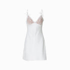 White silk satin slip mini dress