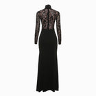Black halter neck long sleeve lace dress