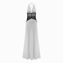 White lace silk satin dress