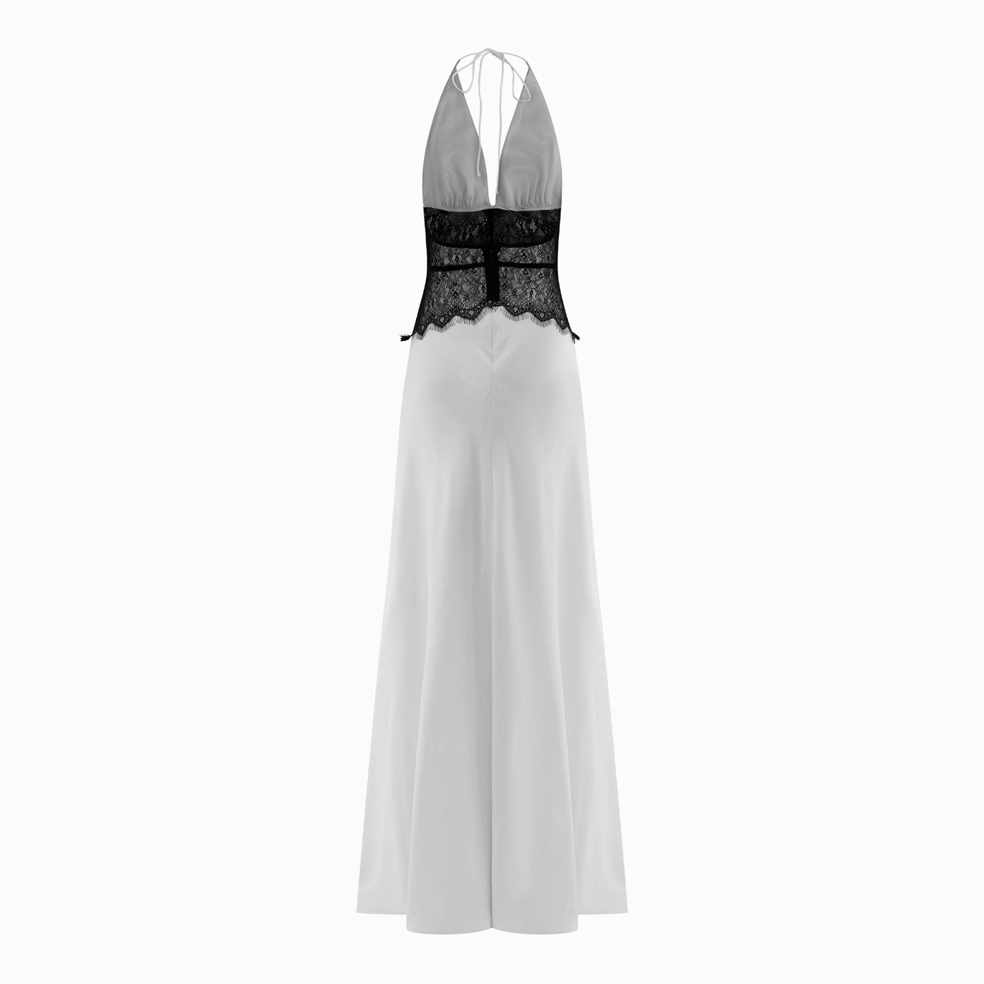White lace silk satin dress