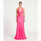 Abito lungo rosa lampone lingerie in raso di seta e pizzo