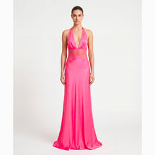 Abito lungo rosa lampone lingerie in raso di seta e pizzo