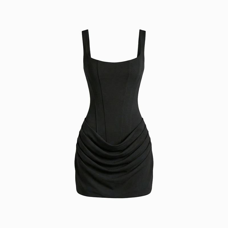 Mini abito nero con bustino in jersey