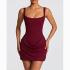 Mini abito burgundy con bustino in jersey