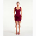 Mini abito burgundy con bustino in jersey