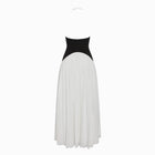 Abito lungo bianco con design a corsetto in mesh