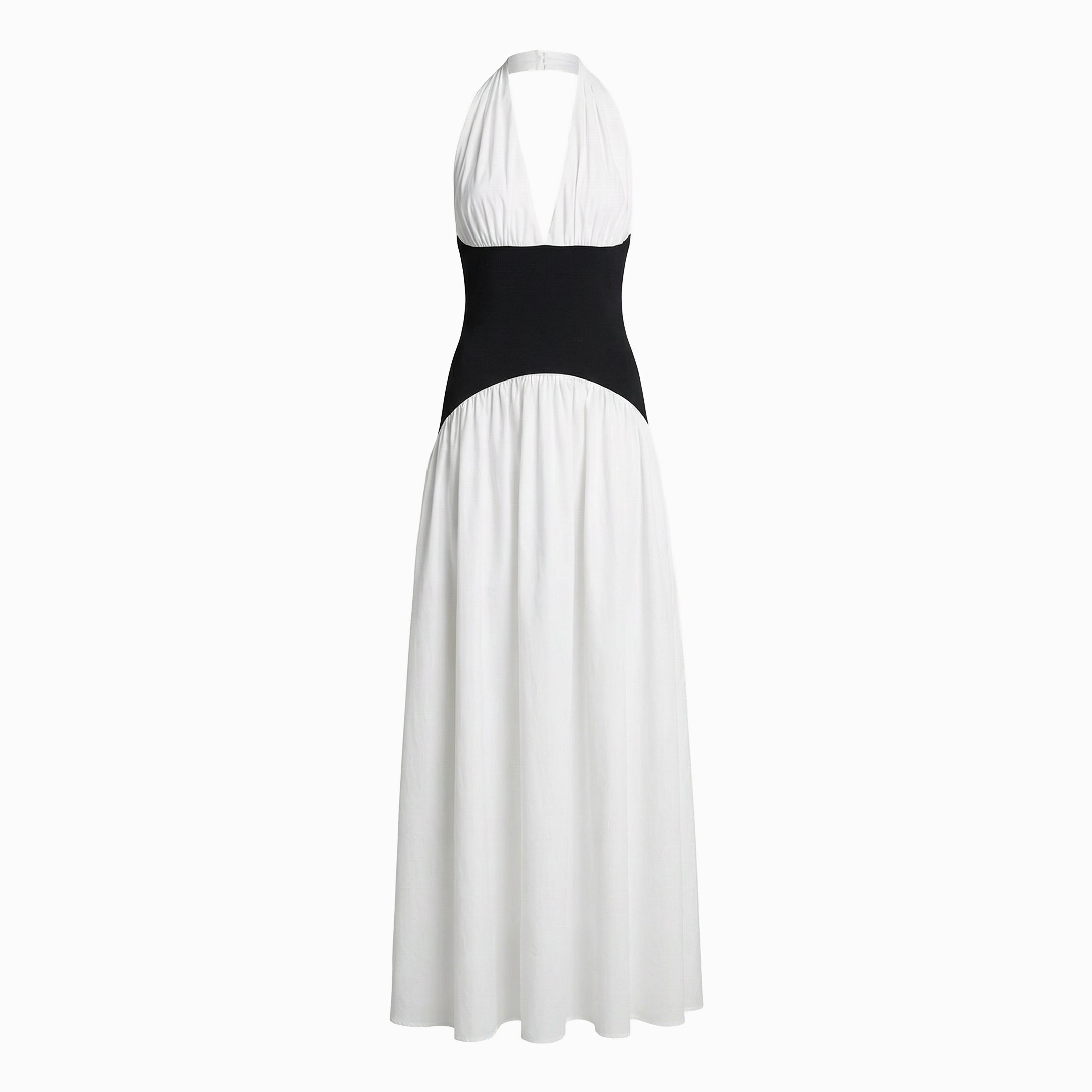 Abito lungo bianco con design a corsetto in mesh