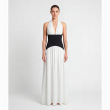 Abito lungo bianco con design a corsetto in mesh