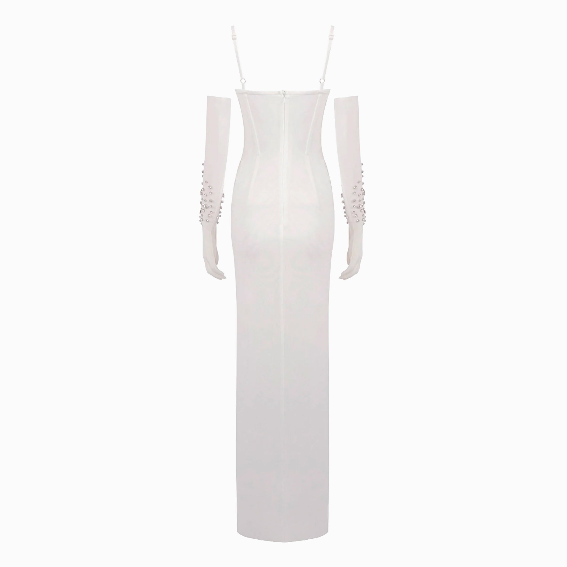 Abito bianco gioiello in mesh elasticizzato