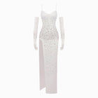 Abito bianco gioiello in mesh elasticizzato