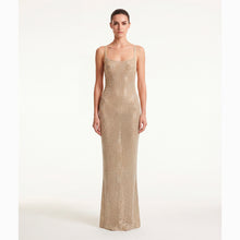 Long nude dress with mesh crystals