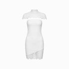 Mini abito con inserti in pizzo in jersey bianco