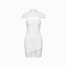 Mini abito con inserti in pizzo in jersey bianco