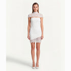 Mini abito con inserti in pizzo in jersey bianco