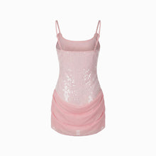 Mini abito rosa in paillettes
