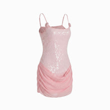 Mini abito rosa in paillettes